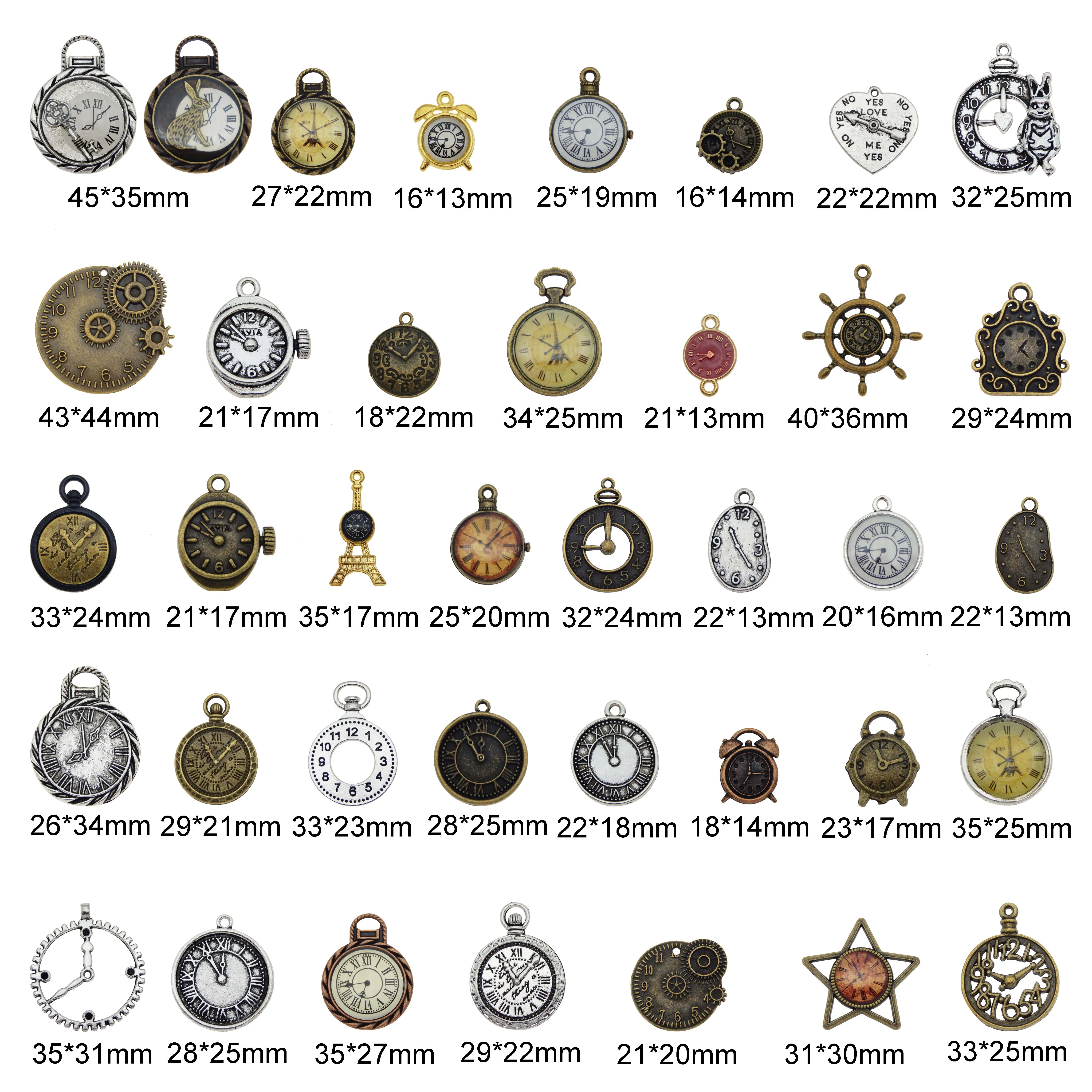 Random Mixed Clock Watch Face Components Charms Alloy Necklace Pendant Finding Jewelry Making Steampunk DIY Accessory306b