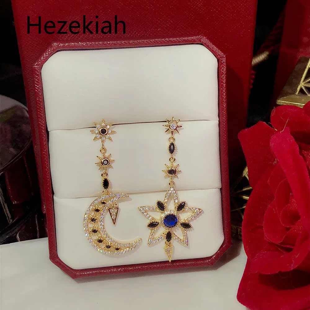 Hezekiah S925 Silber Ohrringe Kostenloser Versand der Mond und die Sterne Ohrringe Tanzparty Ohrringe von höchster Qualität weiblich