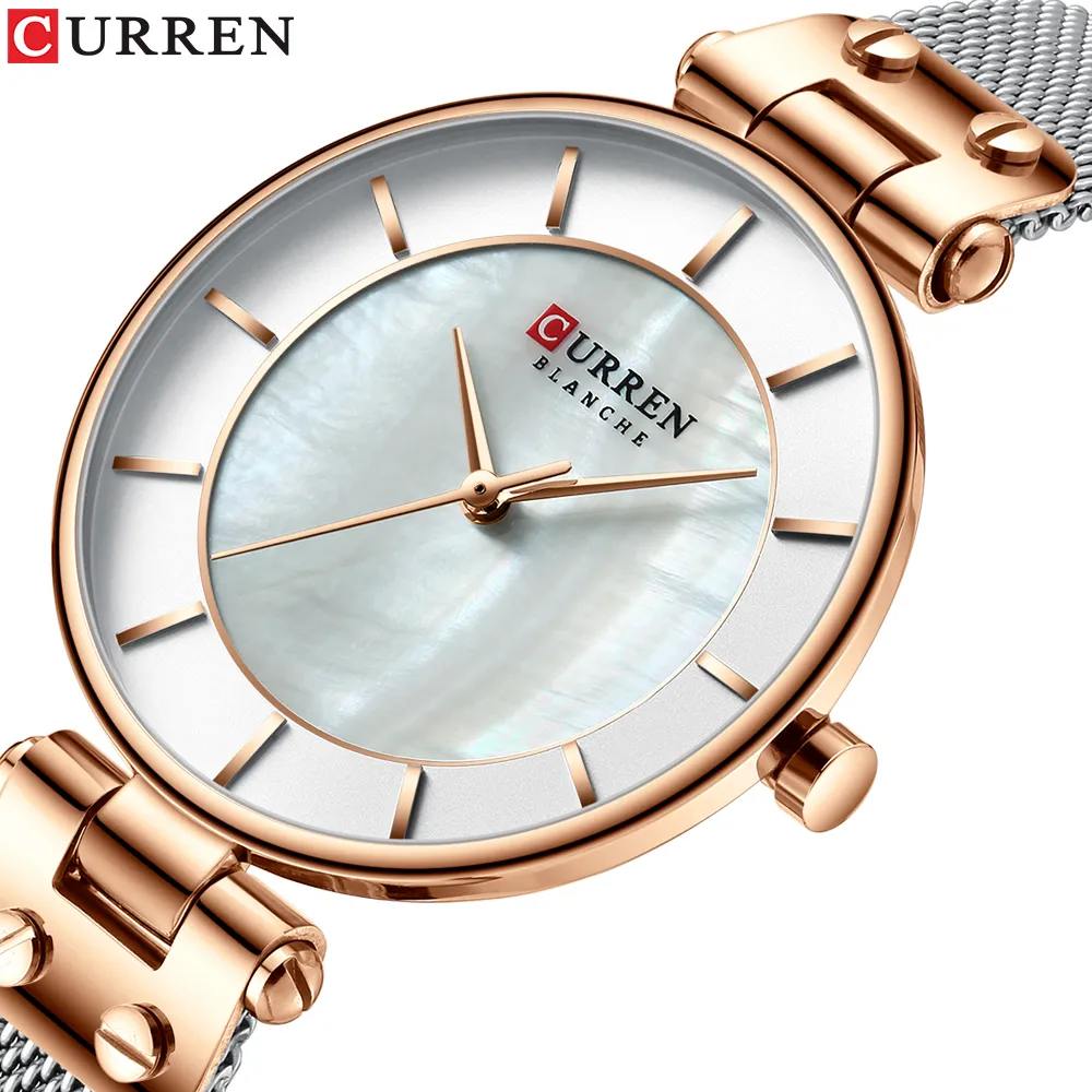 CURREN Creatieve Eenvoudige Quartz Horloge vrouwen Jurk Staal Mesh Horloges Nieuwe Klok Dames Armband Horloge relogios feminino3078