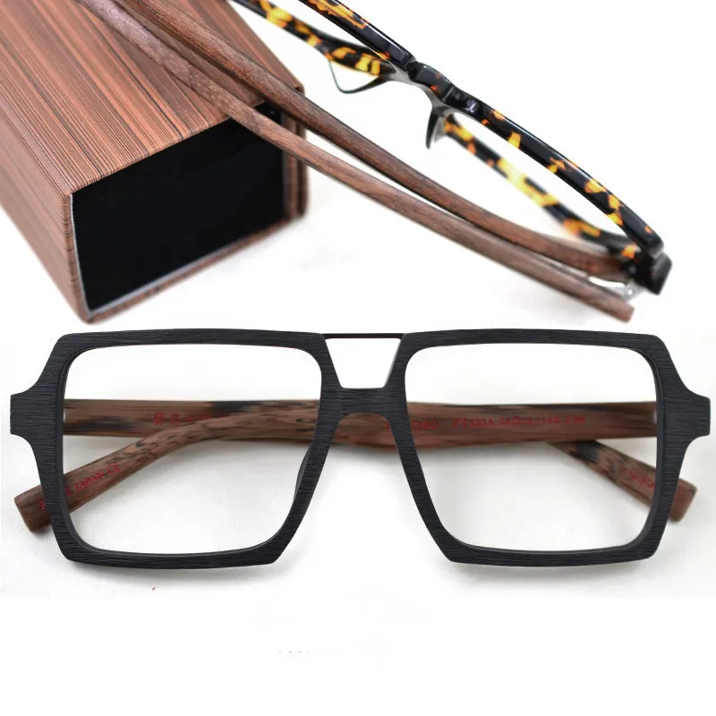 Whole-AZB Vintage bois surdimensionné lunettes cadre clair lentille femmes hommes en bois al lunettes lunettes de vue montures Spectacle3323