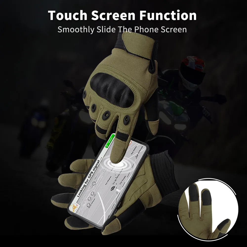 Green Tactical Full Finger Gloves Uomini Touch Screen Hard Knuckle Shoot Shoot Paintball Army Driving Gym Glove T20244W