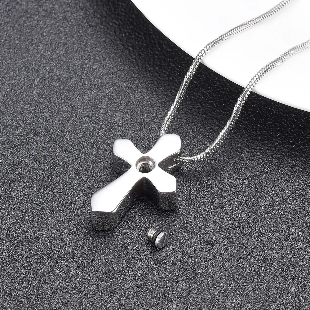 IJD10026 Couleur en argent et noir design unique Design Cross Cremation Pendant Men Femmes Collier Urn Hold Ones Ashes Casket249Q