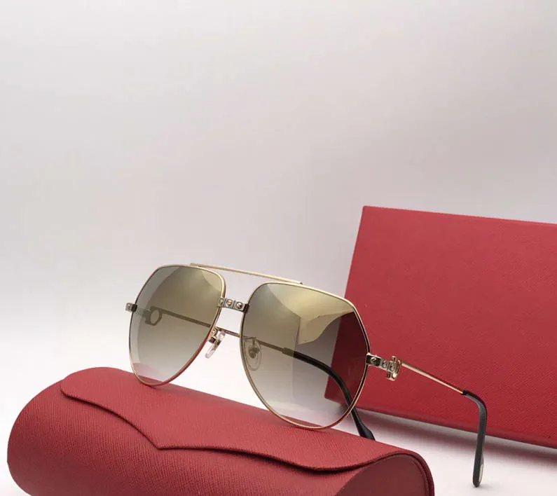 Luxury-Men Vendome Santos Vintage Sunglasses Sunglasses Gold Blue Len Brand Designer Sunglasses NOUVEAU avec la boîte 272R