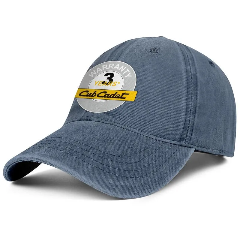 Gelbes Cub Cadet-Logo, Unisex-Jeans-Baseballkappe, coole Vintage-Mützen, schwarz-weiße Cub Cadet-Garantie, Logo Rasenmäher F202V