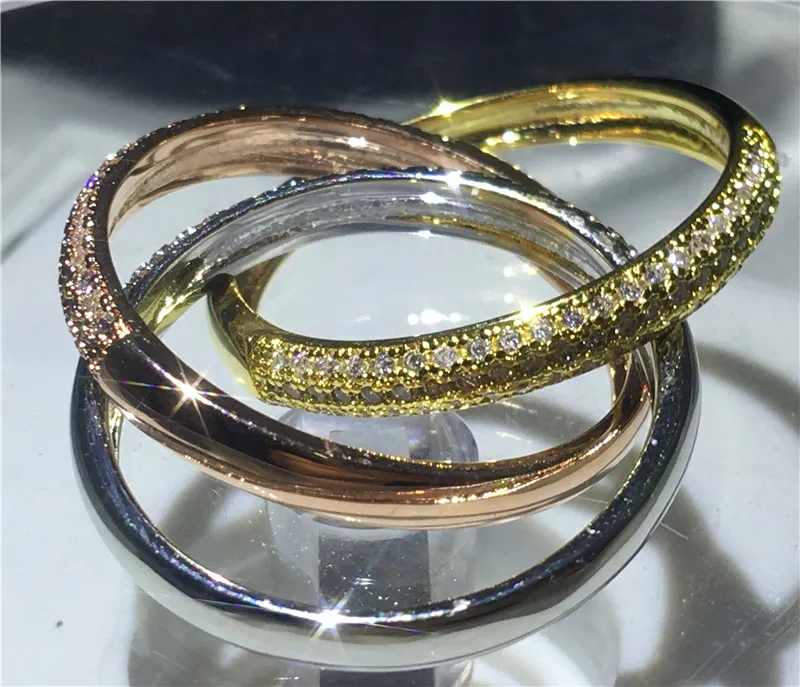 Романтический комплект обручальных колец 3-в-1 из стерлингового серебра 925 пробы с камнем 5А, обручальное кольцо для женщин и мужчин, ювелирные изделия для вечеринок224s