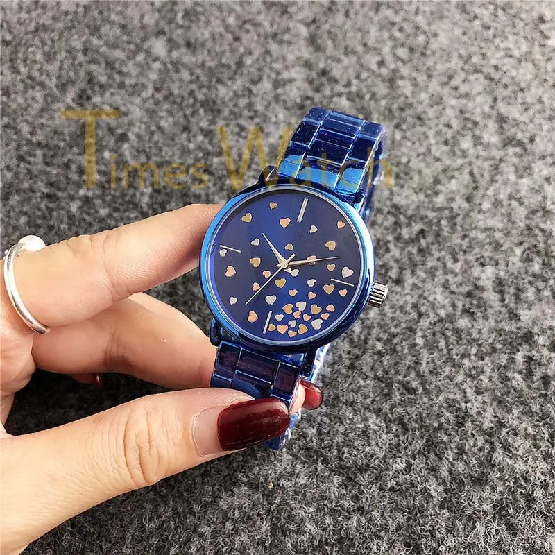 2019 модный бренд кварцевые часы повседневные стальные стильные женские дизайнерские женские часы с сердечком и циферблатом синий металл Reloj215d