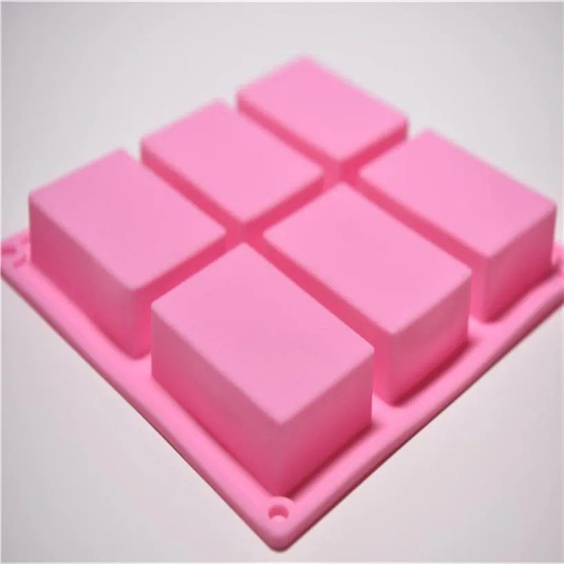 Cake Tools 6 Cavities Handmade Rectangle Square Silicone Soap Mold Chocolate DOOKIES Mould Cake Decorating Fondant Molds237N