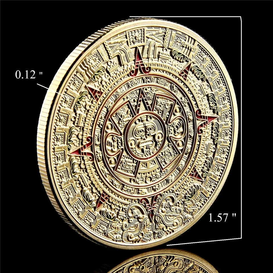 Gedenkmünzhandwerk mexikanische Antike Maya Aztec Kalender Vorhersagekultur Challenge Token Badge1264235