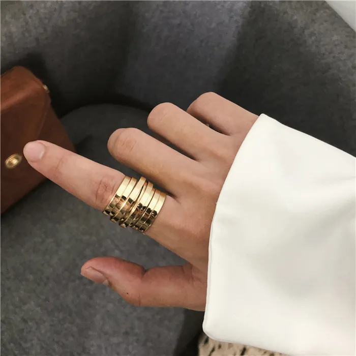 Minimalistische retro temperament multi-layer brede versieband ring vrouwelijke eenvoudige wilde sieraden voor vrouwen meisjes geschenk292Z
