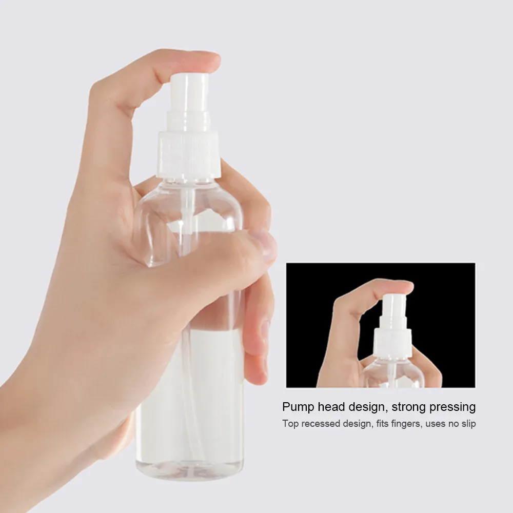 Garrafas de spray 34oz 100ml portátil névoa fina mini garrafa de viagem pequena pet plástico recarregável recipientes líquidos8906044