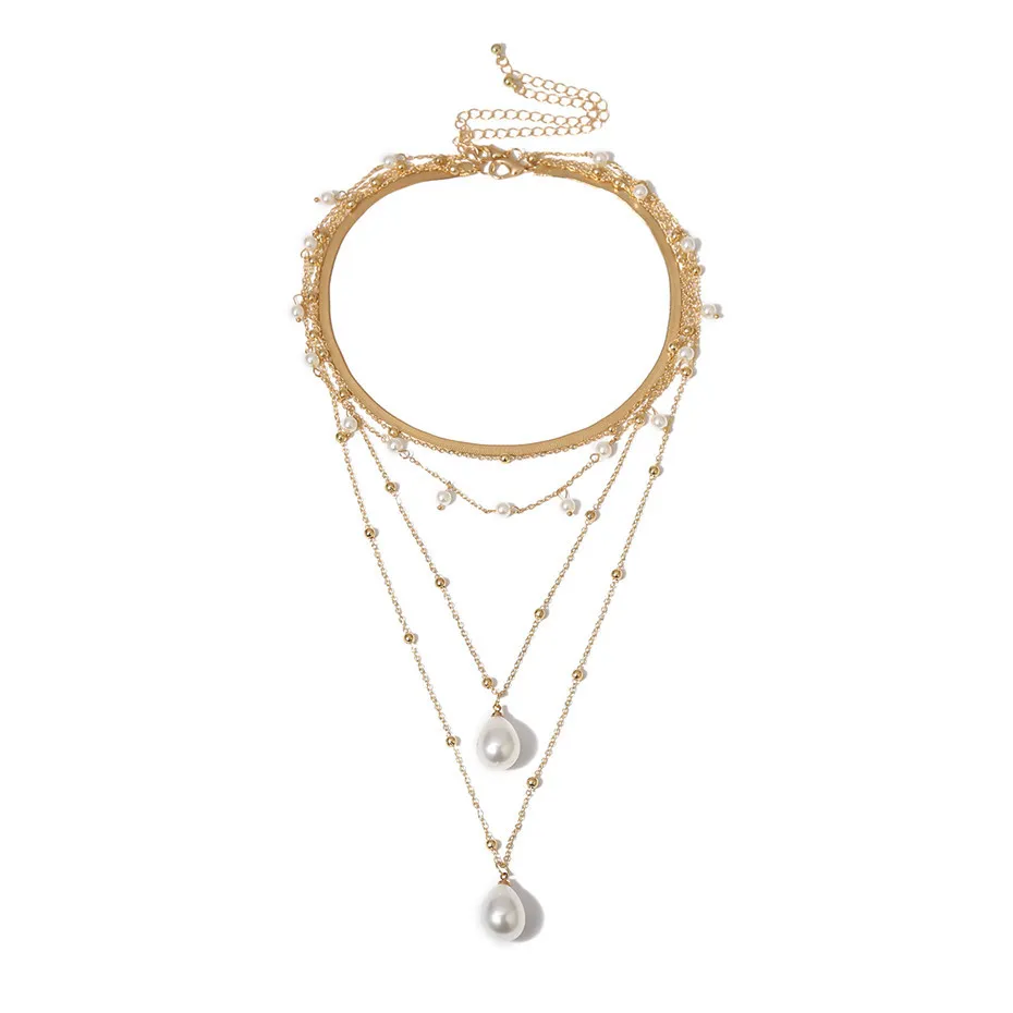 Bohemian Multi -Imitation Pearl Tassel Choker Naszyjnik Oświadczenie Pendant Naszyjnik dla kobiet biżuteria