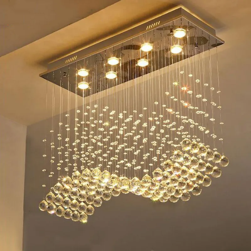 K9 lustres en cristal LED Chrome fini vague de lumière Art décor moderne Suspension éclairage el Villa Suspension Lamp3009