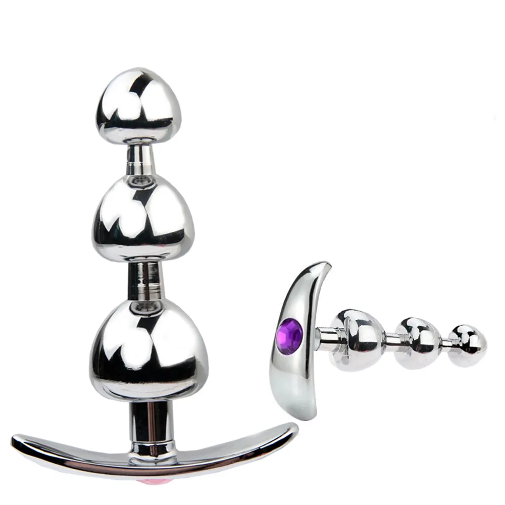 TRÊS CABEÇA BUTT BUTT ANAL Plugs Metal Plugue Anal com Cristal Jóias Aço Butt Plug com Diamante Mulheres Sexo Anal Brinquedos Y19052403