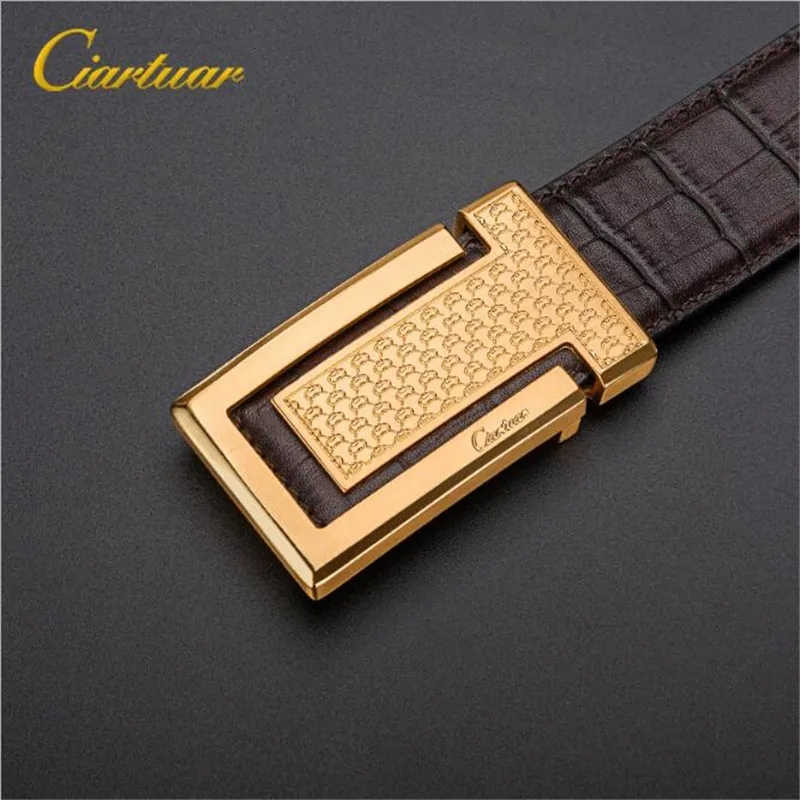 New fashion luxury business mens belt fine carved pattern pure copper buckle leather designer for man and female chastity belt wit214o