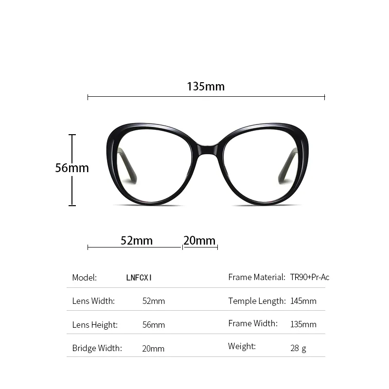 LNFCXI 2020 Kobieta anty-blaski TR90 Ramki Kobiety mężczyźni Pełna ramka Oblicz okulary optyczne okrągłe okulary 2228