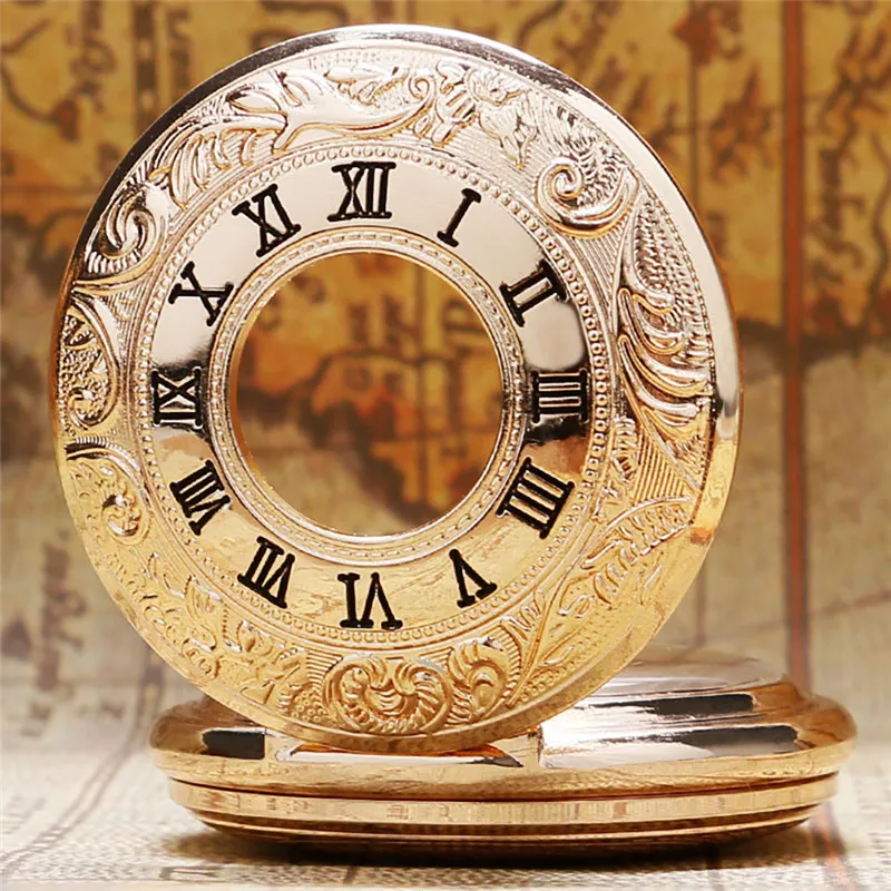 Clássico steampunk rosa ouro cor handwinding relógio de bolso mecânico unisex numerais romanos esqueleto relógio pingente corrente reloj d277m