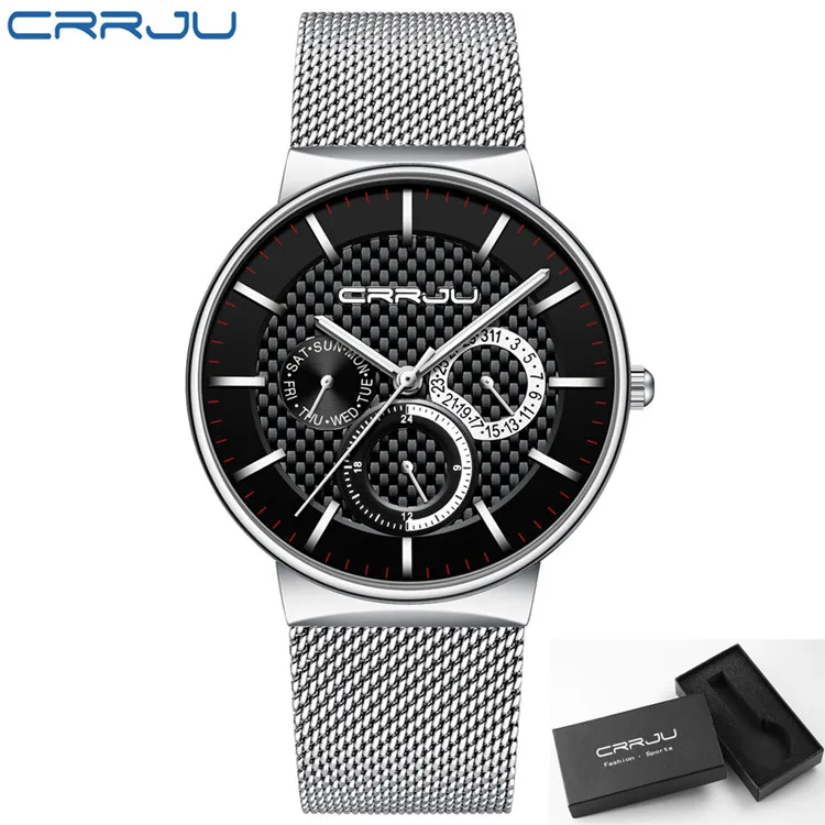 Montres hommes CRRJU luxe célèbre haut marque hommes mode tenue décontractée montre militaire Quartz montres Relogio Masculino Saa253K