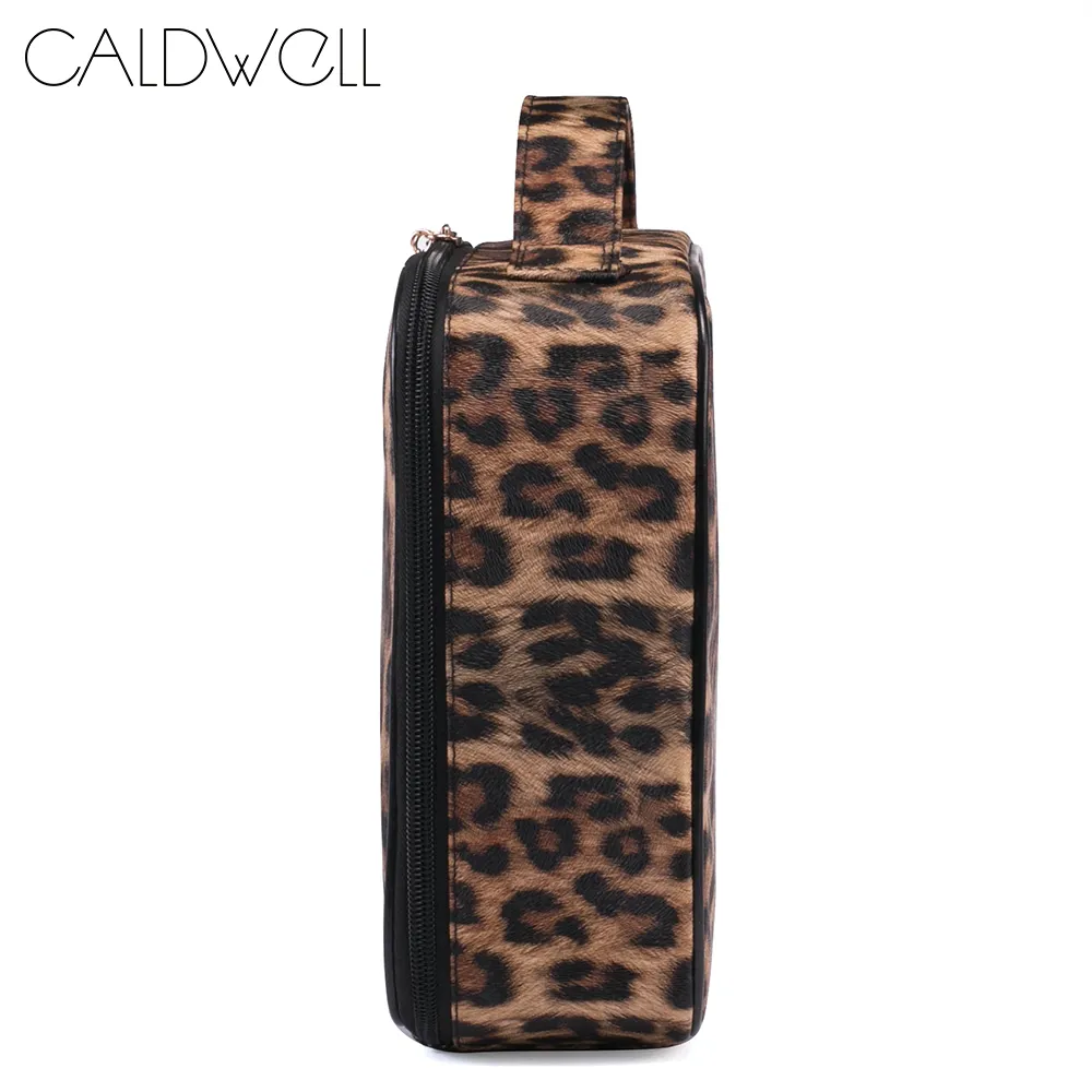 CALDWELL Travel Makeup Bag Large Capacity Portable Organizer Case with Zipper Leopard Print Gift for Women 204K