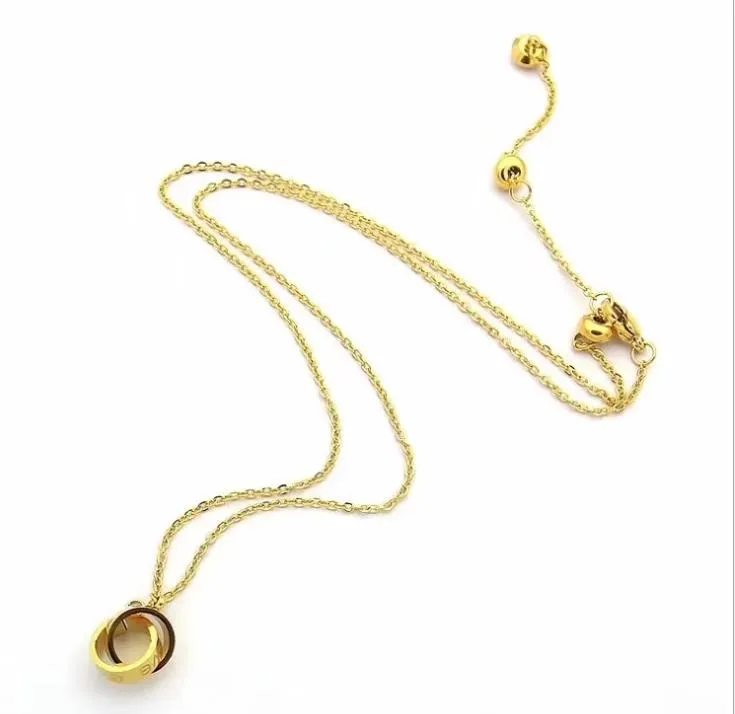 Collier à double anneau 18K Gold de verrouillage de serrure en os de chaîne courte à chaîne courte pour les amateurs236Z