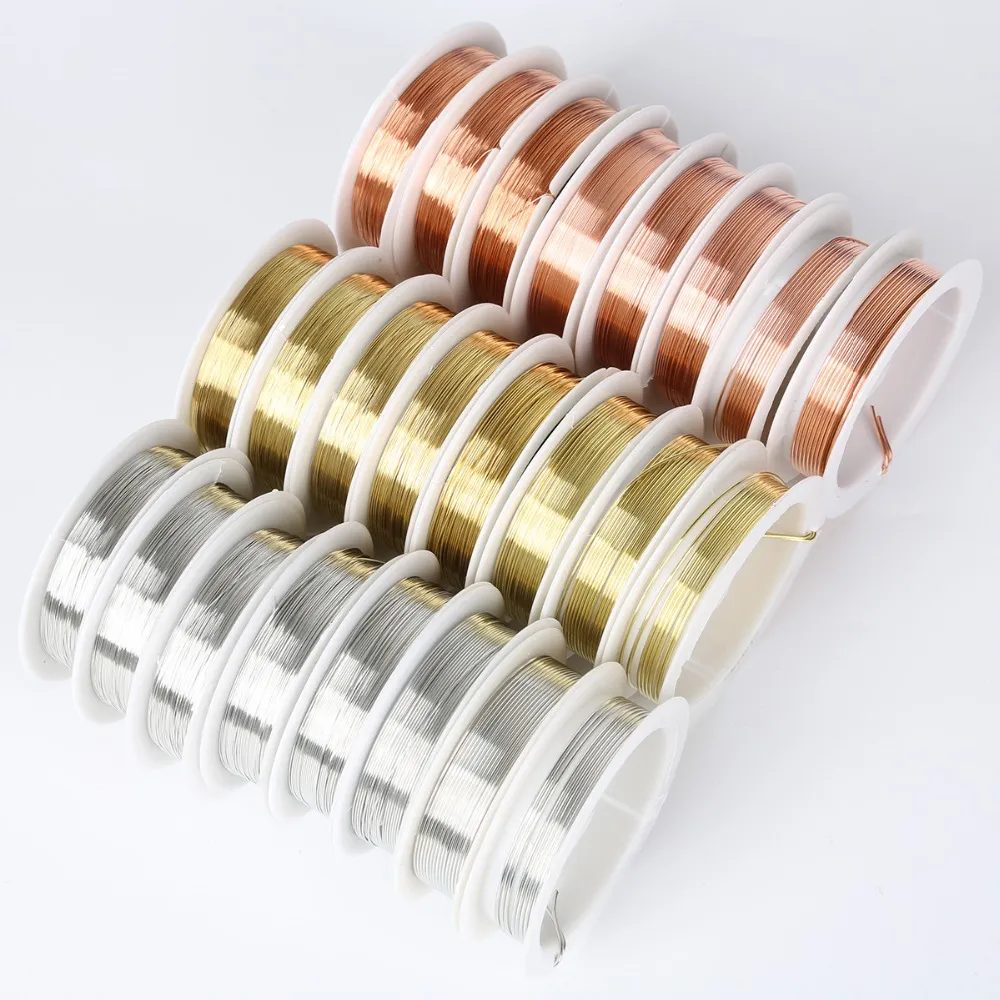 0 2 0 3 0 4 0 5 0 6 0 8 mm 10roll Cordon en alliage argenté Gol Color Colte Corde Corde Copper Wires Wires Perking Fil For DIY Bijoux258H