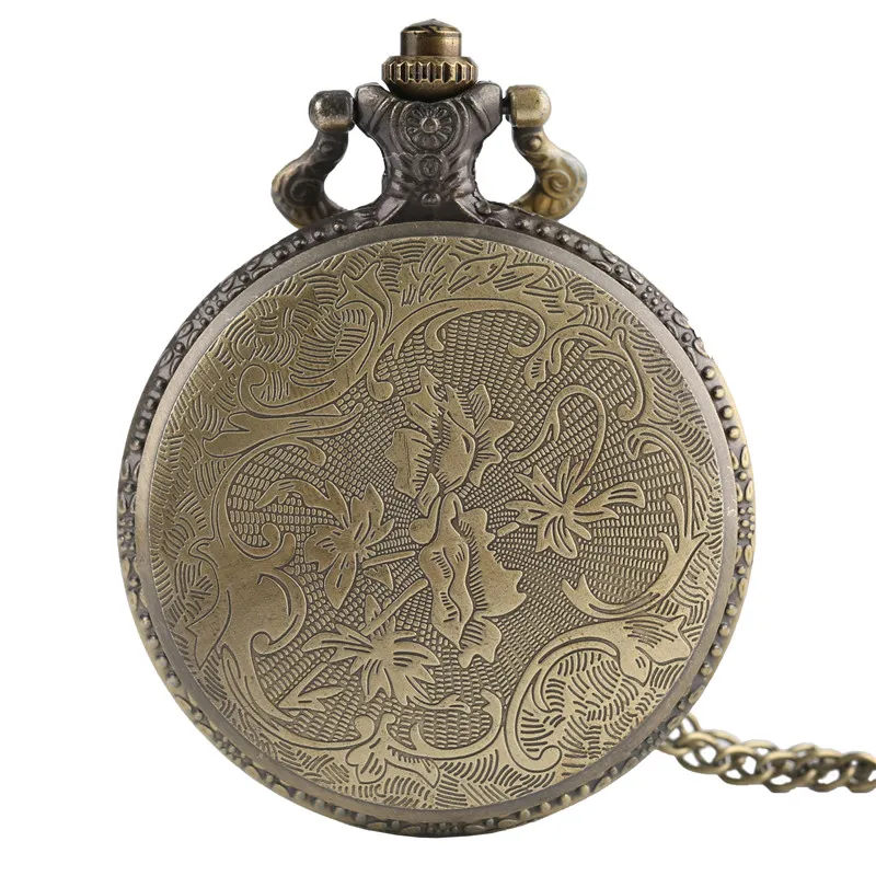 Vintage bronze crânio caso quartzo analógico relógio de bolso moda colar corrente estilo antigo fob algarismos romanos relógios255q