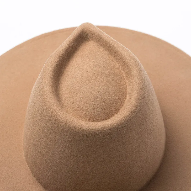 Classical Wide Brim Porkpie Fedora Hat Camel Black 100% Wool Hats Men Women Crushable Winter Hat Derby Wedding Church Jazz Hats Y2329k