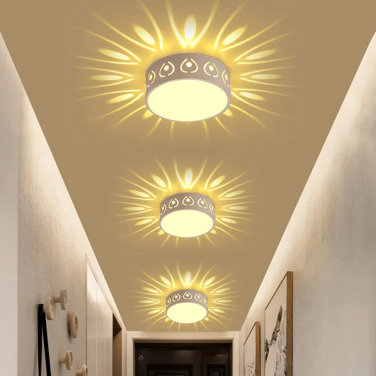 Простой современный светодиодный потолочный светильник 3 Вт для коридора, прохода, крыльца, креативный балкон, круглые акриловые металлические потолочные светильники Dia15cm247e