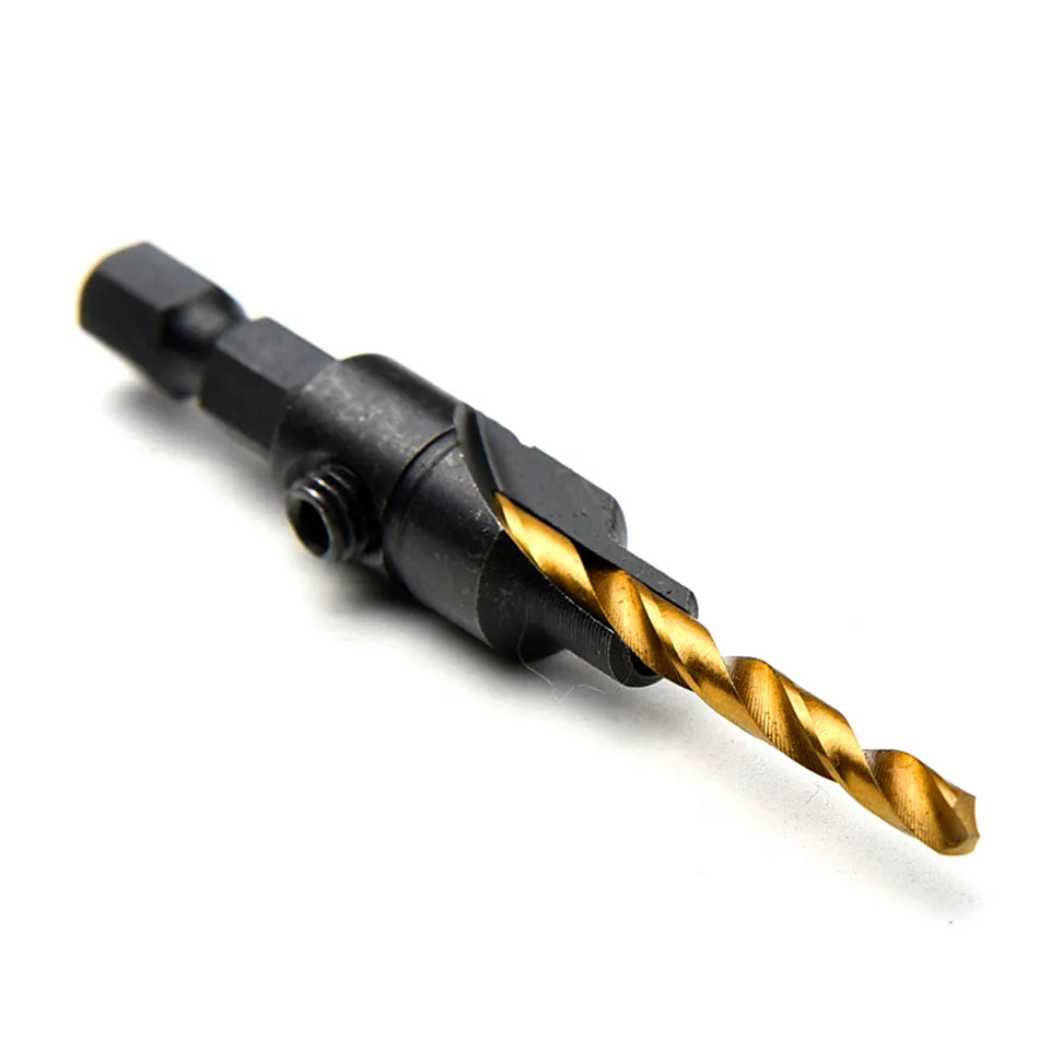 Woodwork Countersink Drill Bit 5# 6# 8# 10# 12# 14# Hex Shank Handle 6.35mm Hole Opener Set Reaming With Spanner