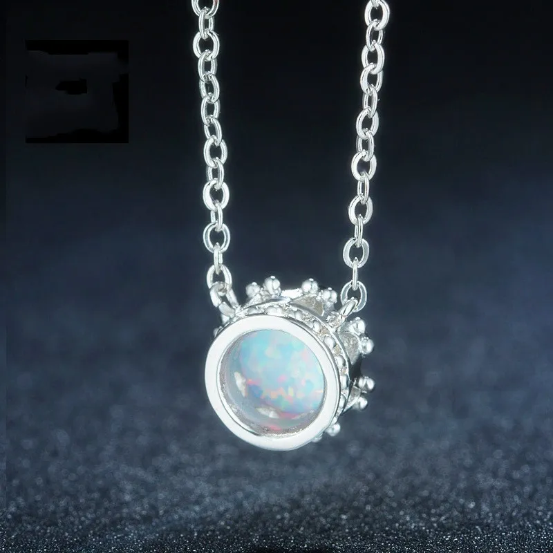 Mode femmes jolie opale 925 collier en argent pendentif chaîne collier bijoux de mariage anniversaire jour cadeau maman anniversaire Gift197F