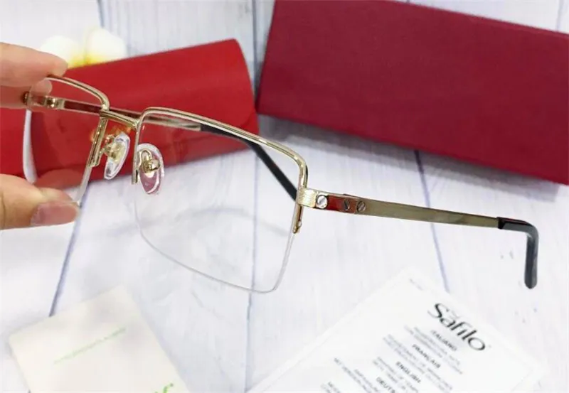 Moda inteira óculos de metal meia armação parafuso pernas redondas óculos ópticos masculino clássico simples estilo negócios ct008702362