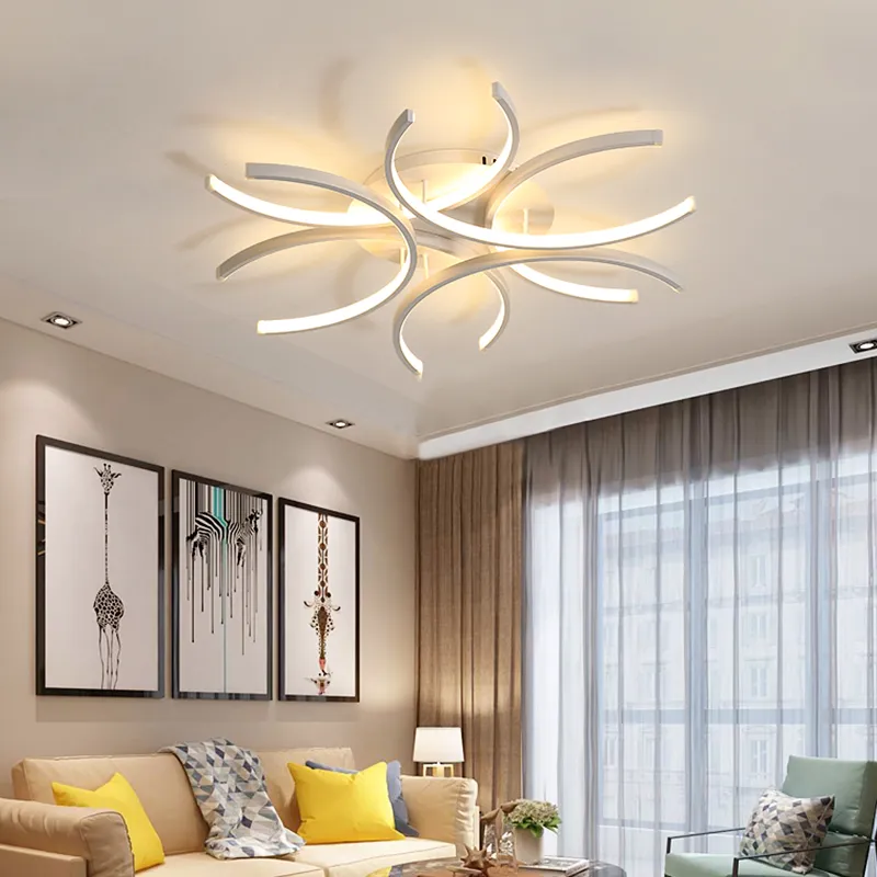 Moderne 3C-LED-Deckenleuchten aus Aluminium, wellenförmig, weiß, oberflächenmontiert, Lustre Avize-Beleuchtung, 110–220 V, für Schlafzimmer, Wohnzimmer262Q