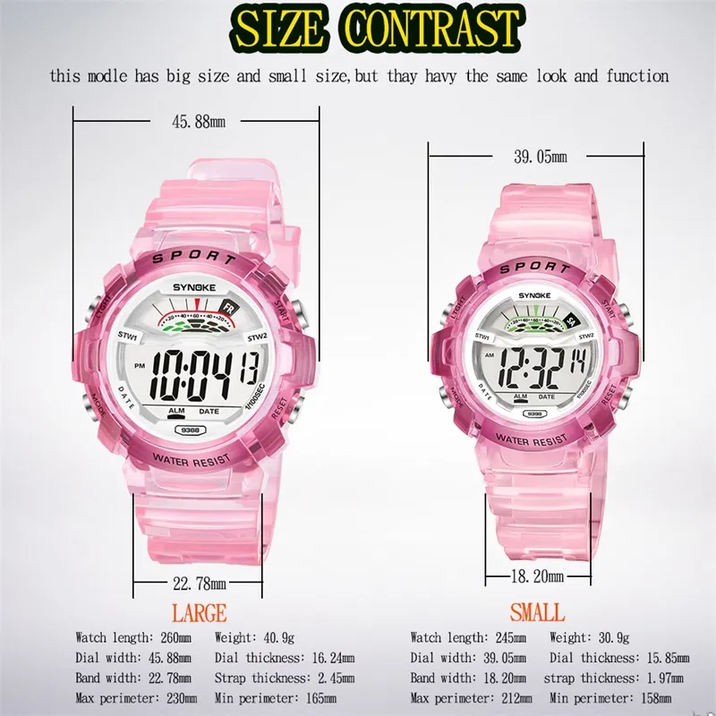 PANARS Детские часы для мальчиков и девочек, водонепроницаемые спортивные светодиодные цифровые наручные часы, красочные модные спортивные часы для детей246l