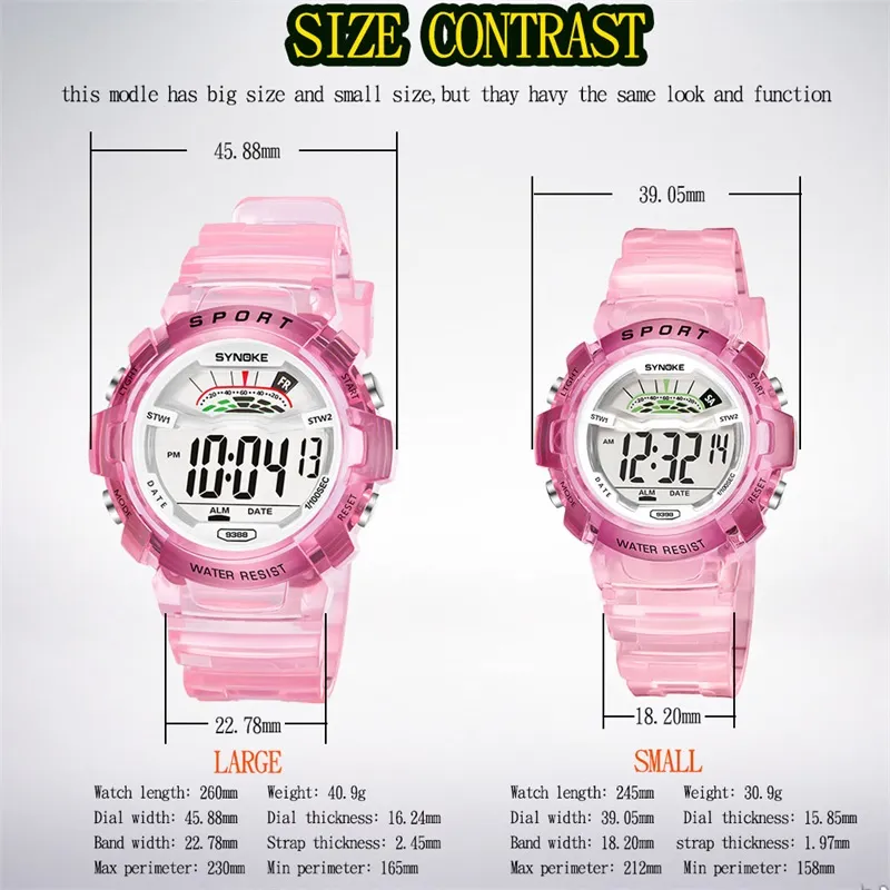 Panars Watch Boys Student Girls Waterproof Sports LED Digital Na rękę na rękę Kolny sportowy sportowy zegarek dla dzieci246L