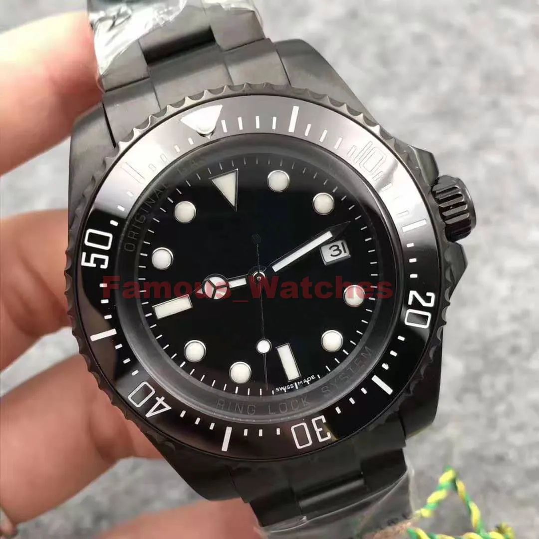 Luxury Men tittar på Sea-Dweller Ceramic Bezel 44mm Stanless Steel 116660 Automatisk högkvalitativ affär Casual Mens Designer Wristwa2977