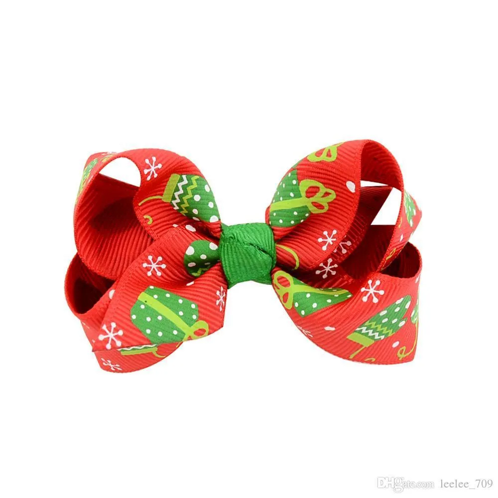 Christmas Baby Girls Hair Clips 3 pouces Grosgrain Ribbon Bows With Clips Childrens XTMAS ACCESSOIRES DE COURT