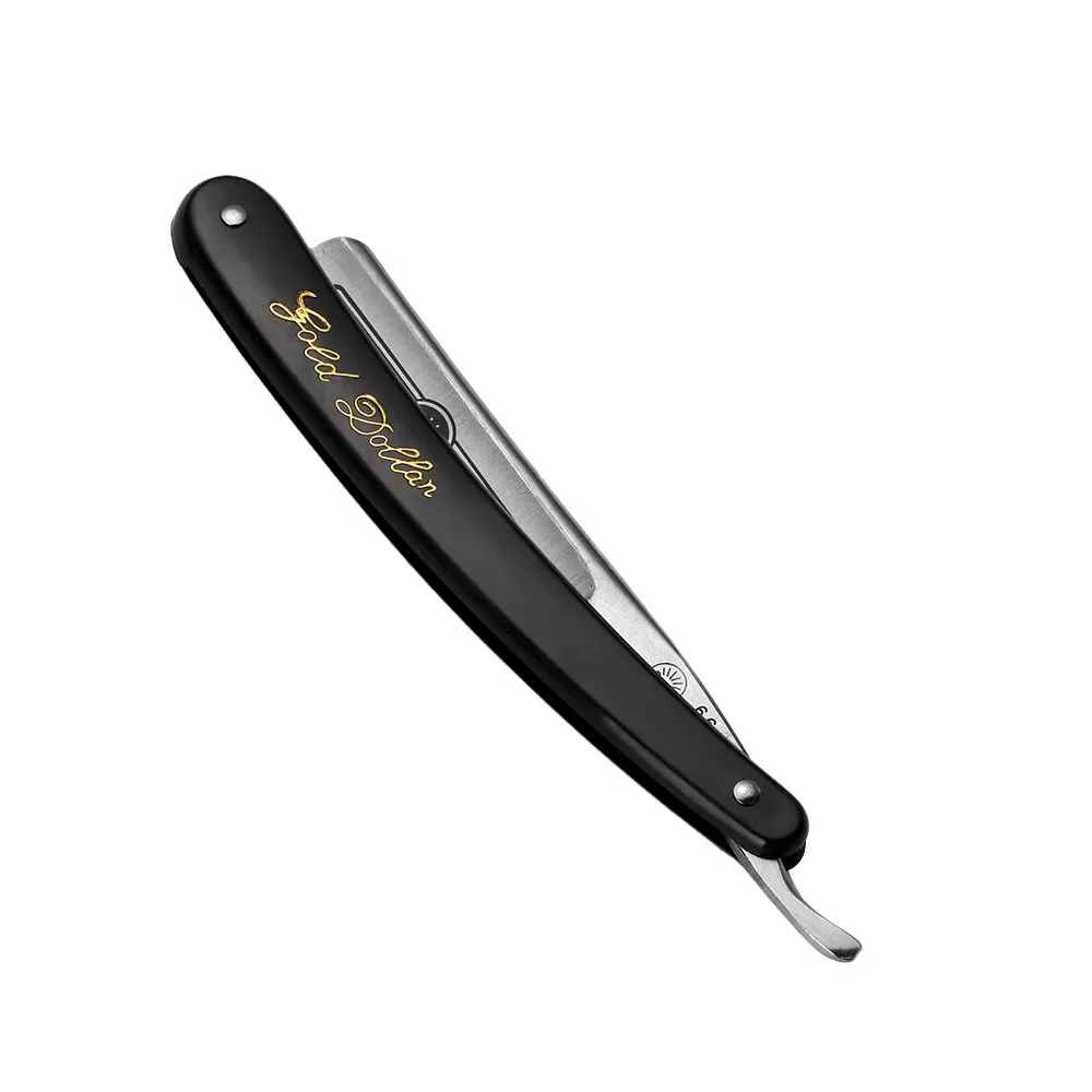 Barbear pronto cortar garganta lâminas retas ouro dólar 66 manual clássico barbeiro faca dobrável aparador de aço inoxidável masculino velho 7910154