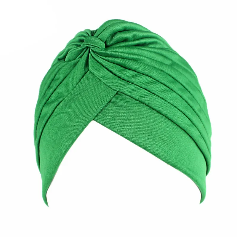 whole women men polyester indian caps stretchy turban hat band pleated head wrap spring summer beach party sunhat 1dozen 12hat271M