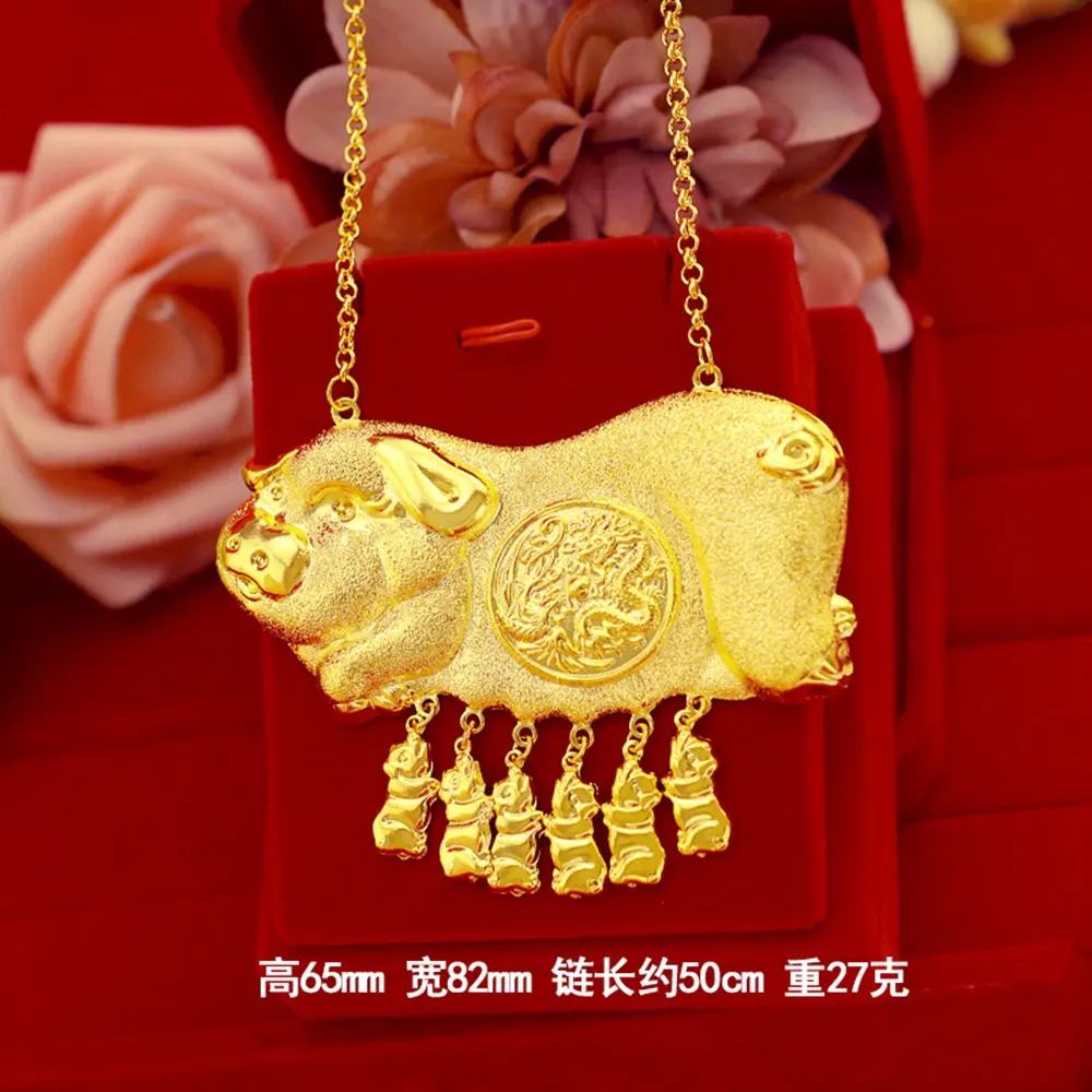 Collier de pendentif de mariage traditionnel 18k jaune rempli charmant cochon conception de mariée bijoux bien polis 2836