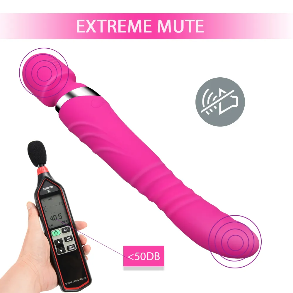 Uppvärmning G-Spot Vattentät Dildo Vibrator Dubbla Vibrationer För Kvinnor Silikon Magic Wand Massager Vuxenprodukter Erotisk Sex Toy J190518