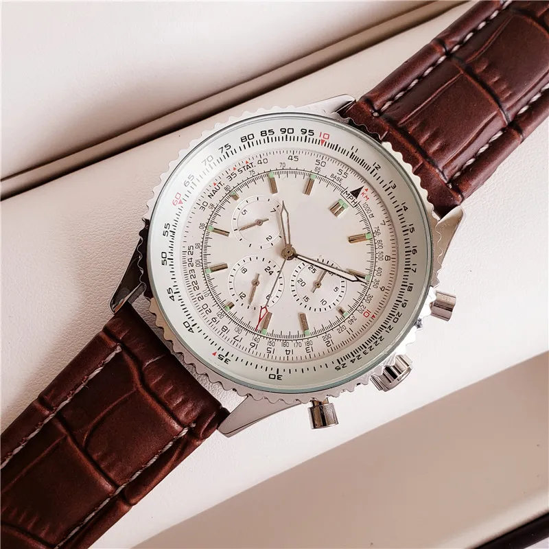 Luxe herenhorloges Mechanisch automatisch uurwerk Hoge kwaliteit Alle wijzerplaat werkt Designer horloge Lederen band Cadeau voor mannen Watch2647