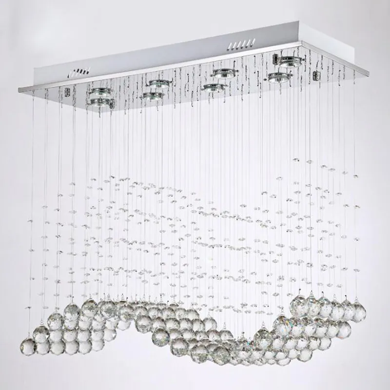 K9 lustres en cristal LED Chrome fini vague de lumière Art décor moderne Suspension éclairage el Villa Suspension Lamp3009