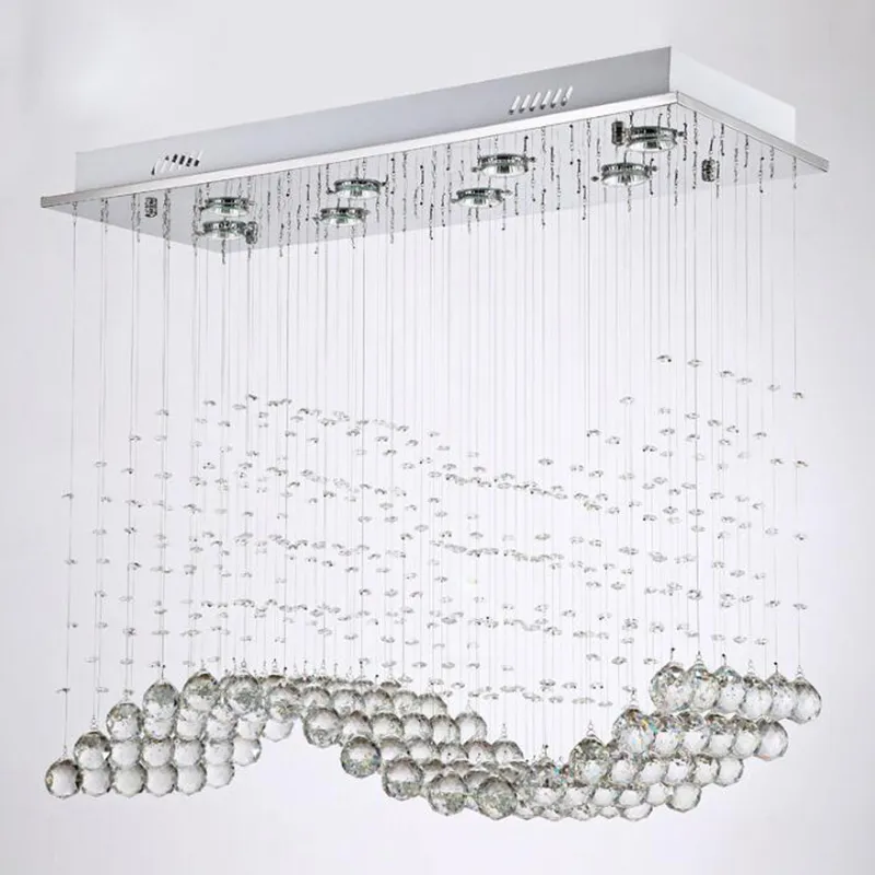 K9 lustres en cristal LED Chrome fini vague de lumière Art décor moderne Suspension éclairage el Villa Suspension Lamp2897