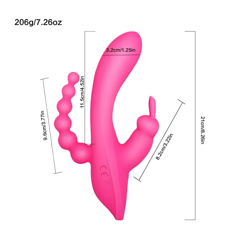 10 Vibration Patterns Rabbit GSpot Vibrator Waterproof Triple Massage Anal Vagina Clitoris Stimulator Sex Toys For Women Couple C1129043
