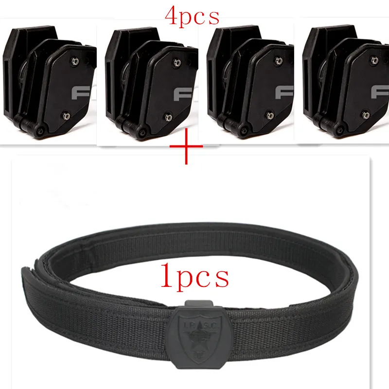 IPSC USPSA IDPA Airsoft Accessoires Ceinture extérieure intérieure de prise de vue à grande vitesse avec 4 pochettes de chargeur de vitesse multi-angles Mag Competition