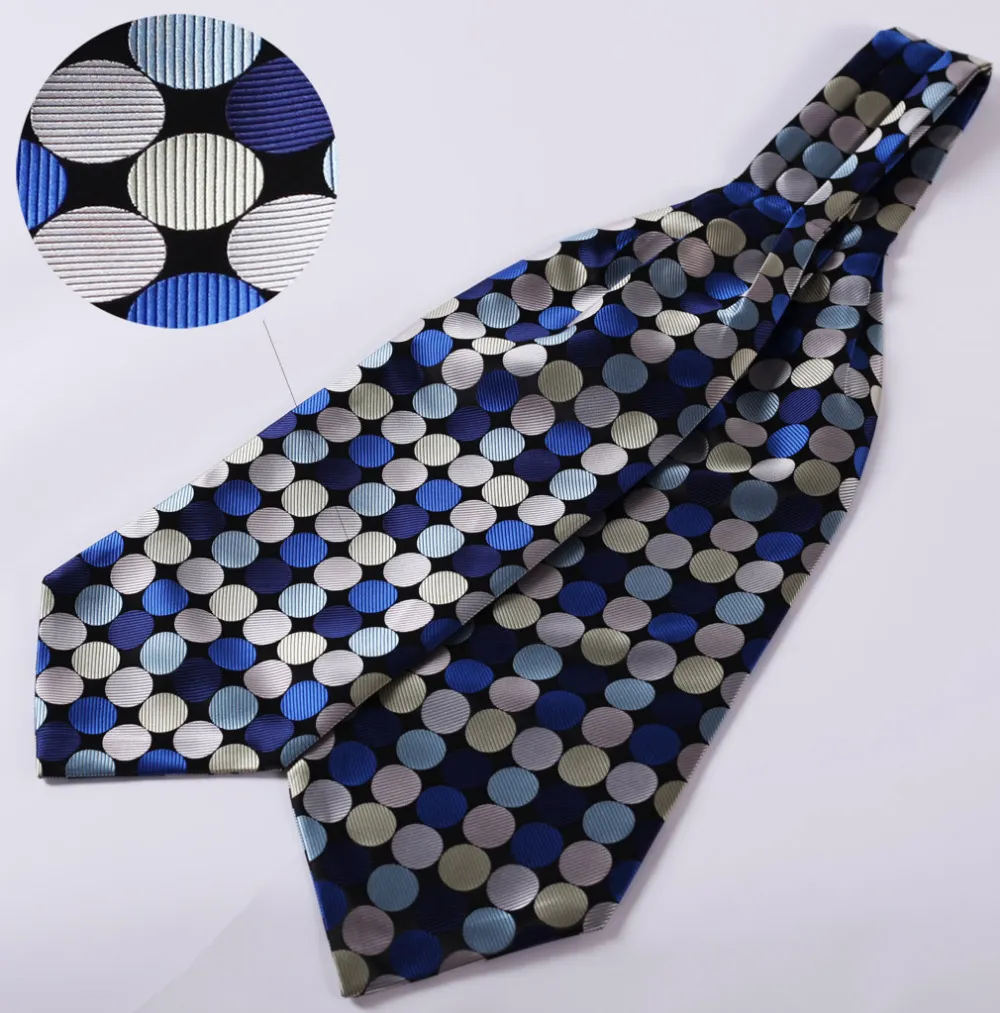Cravates à pois à carreaux 100% soie Ascot Cravat Casual Jacquard Foulards tissés Party Ascot1259e