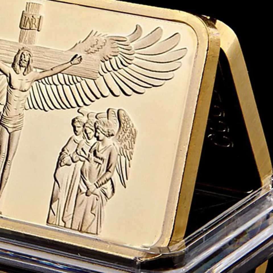 10 pz 1 ONCIA ORO Placcato BAR Mestiere GESÙ CRISTO Comandamenti LINGHI souvenir Monete regali9693707