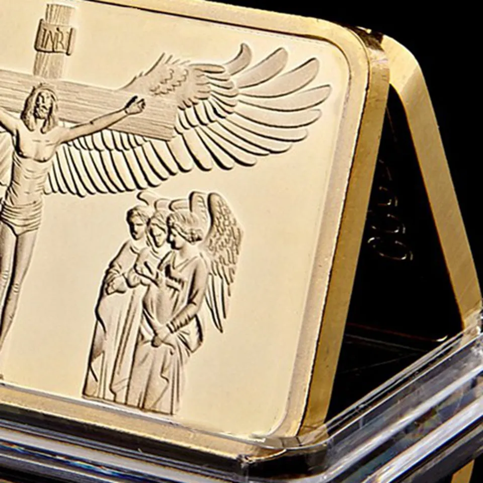 1 OUNCE GOLD Plated BAR Craft JESUS CHRIST Commandments BULLION souvenir Coins gifts9693707