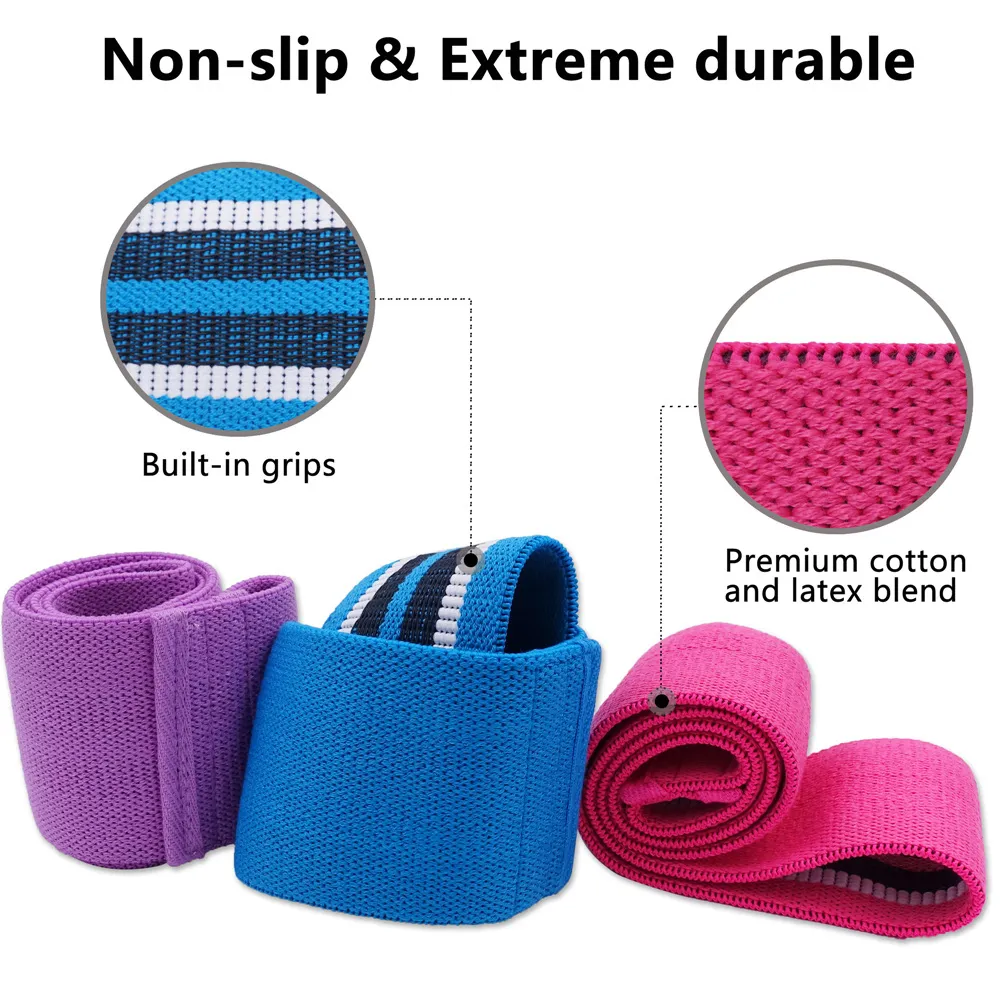 Booty Hip Resistance Bands Set Fabric Non Slip for Fitness Yoga Pilates Legs and Butt Gte Workout Stretching Training9639543