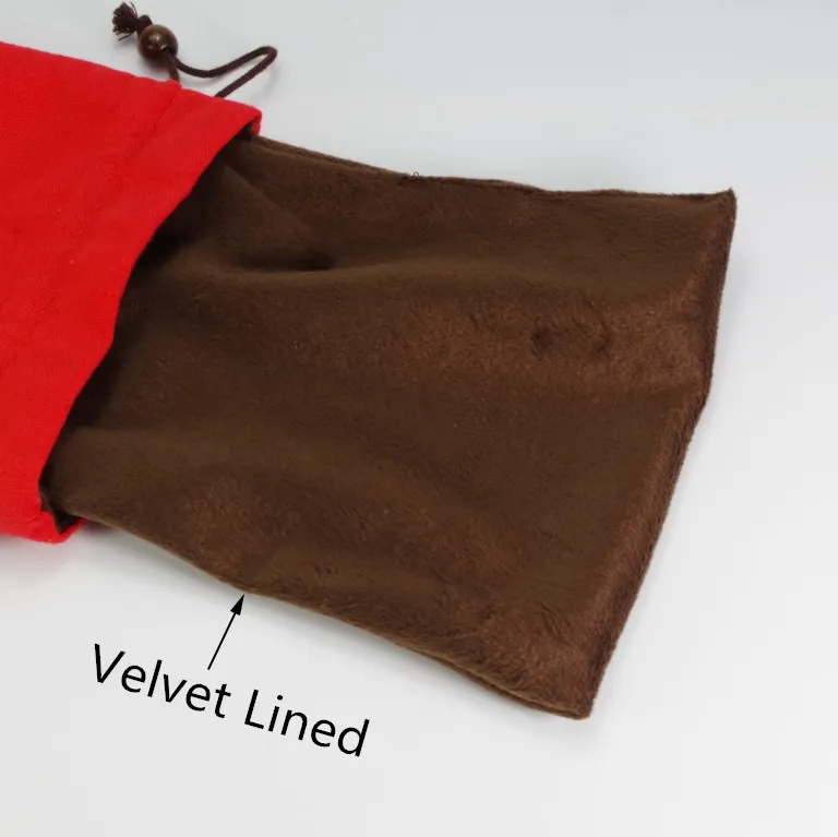 Joyous Red Velvet Travel Drawstring Bag Printed Cloth Jewelry Bags Thicken Cotton Linen Pouch Lucky Beads Bracelet Storage Pouch250E