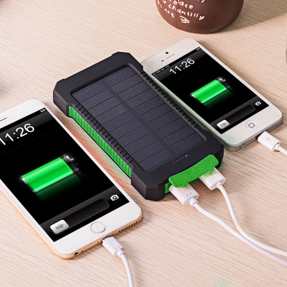Caricabatterie banca di energia solare Batteria esterna telefono impermeabile Doppia banca di alimentazione USB 10000mah3503895
